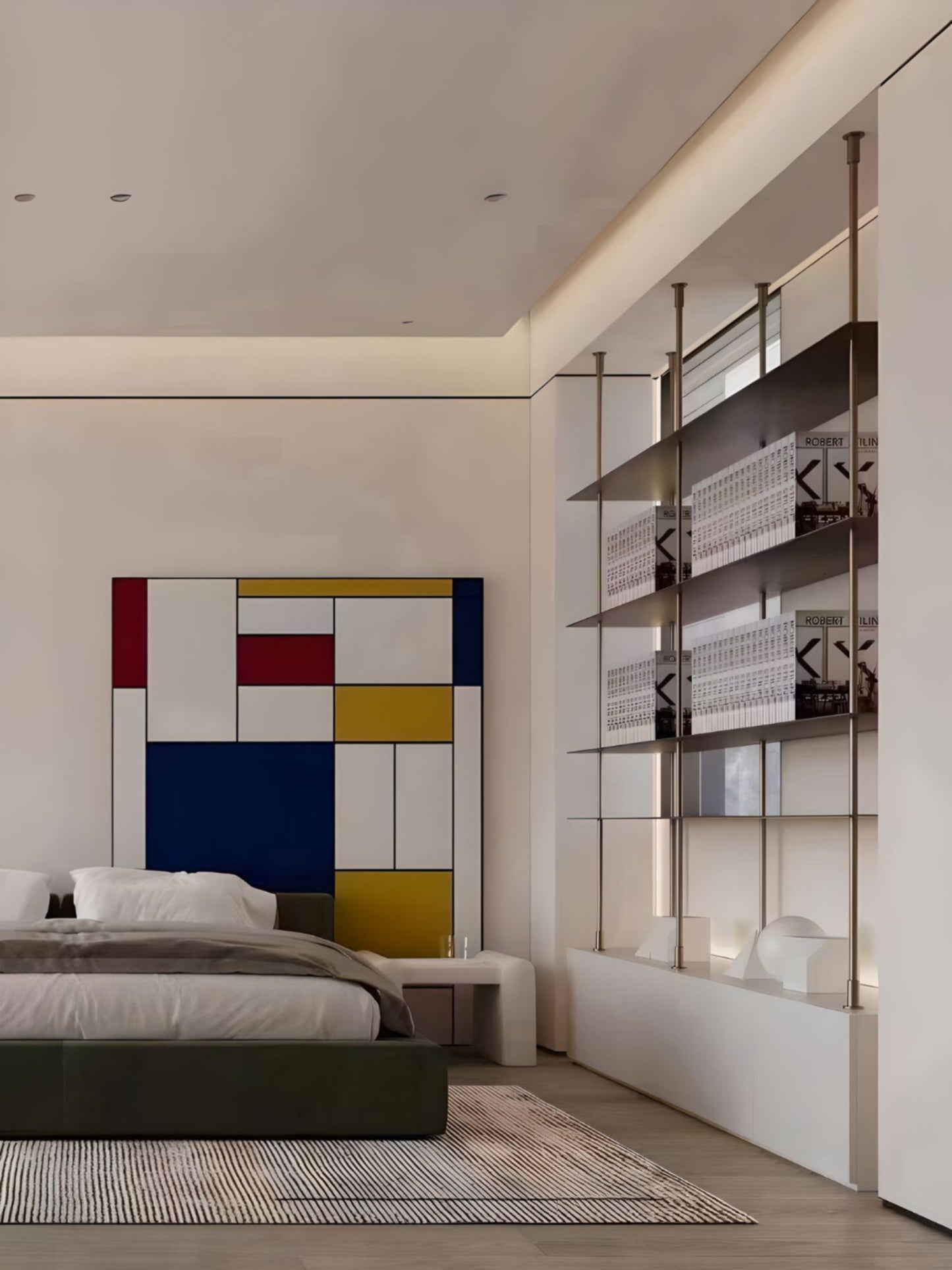 Modern Stainless Metal Ceiling Mount Shelving Unit