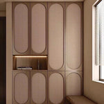 Custom Arch Design Walnut Rattan Cane Webbing Interior Door Closet Door