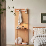 Mid Century Modern Wood Cane Panel Privacy Screen | Room Divider Panel with Console Table