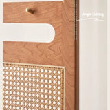 Mid Century Modern Wood Cane Panel Privacy Screen | Room Divider Panel with Console Table