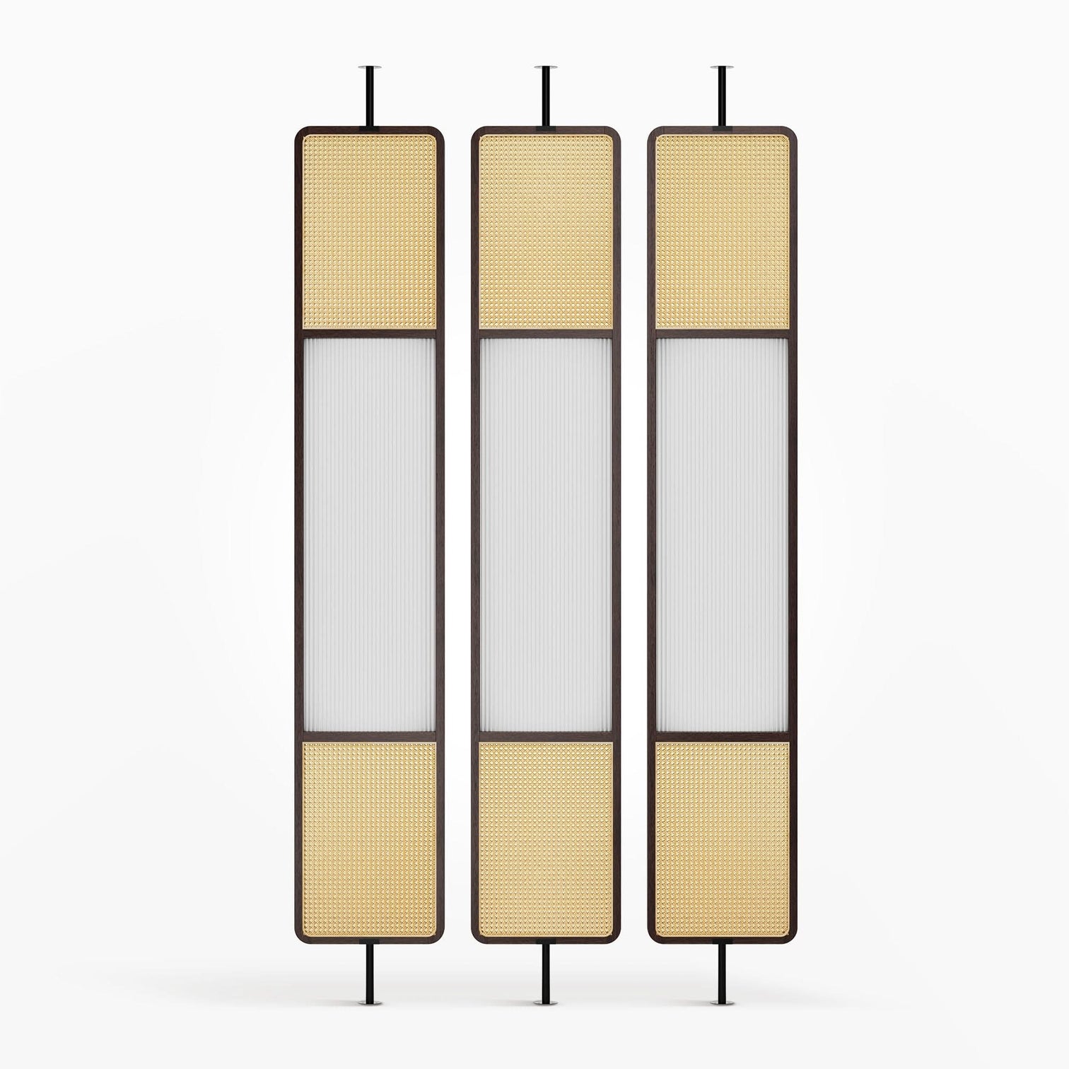 Mid Century Modern Fluted Glass Cane Privacy Screen | Room Divider WRC ...