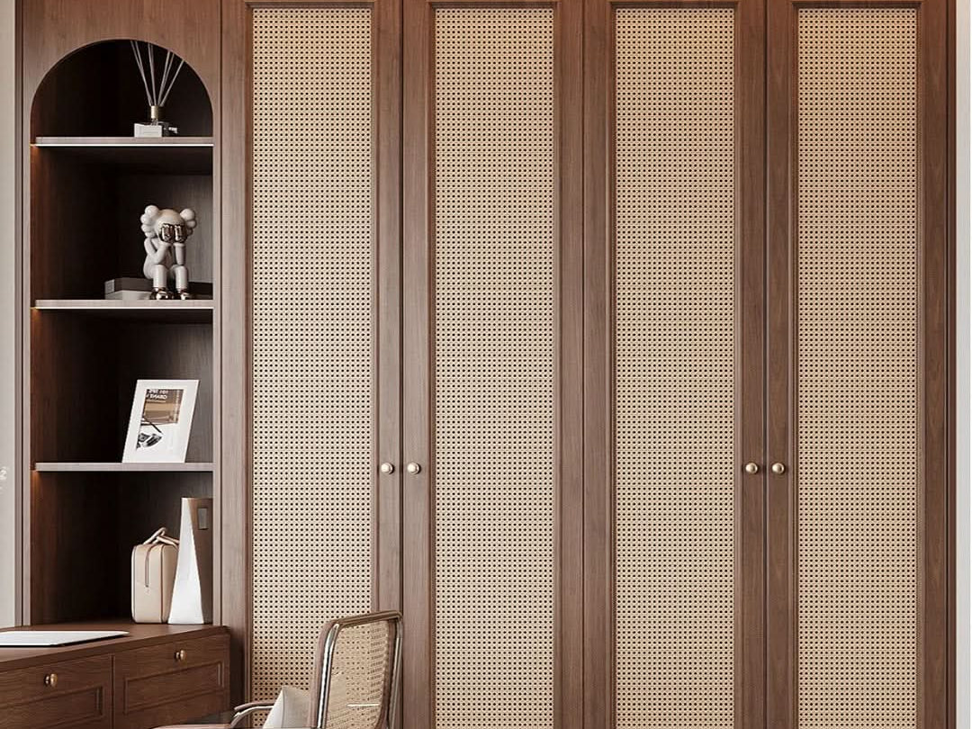 Custom Design Solid Wood Rattan Cane Webbing Interior Door | Closet Do ...