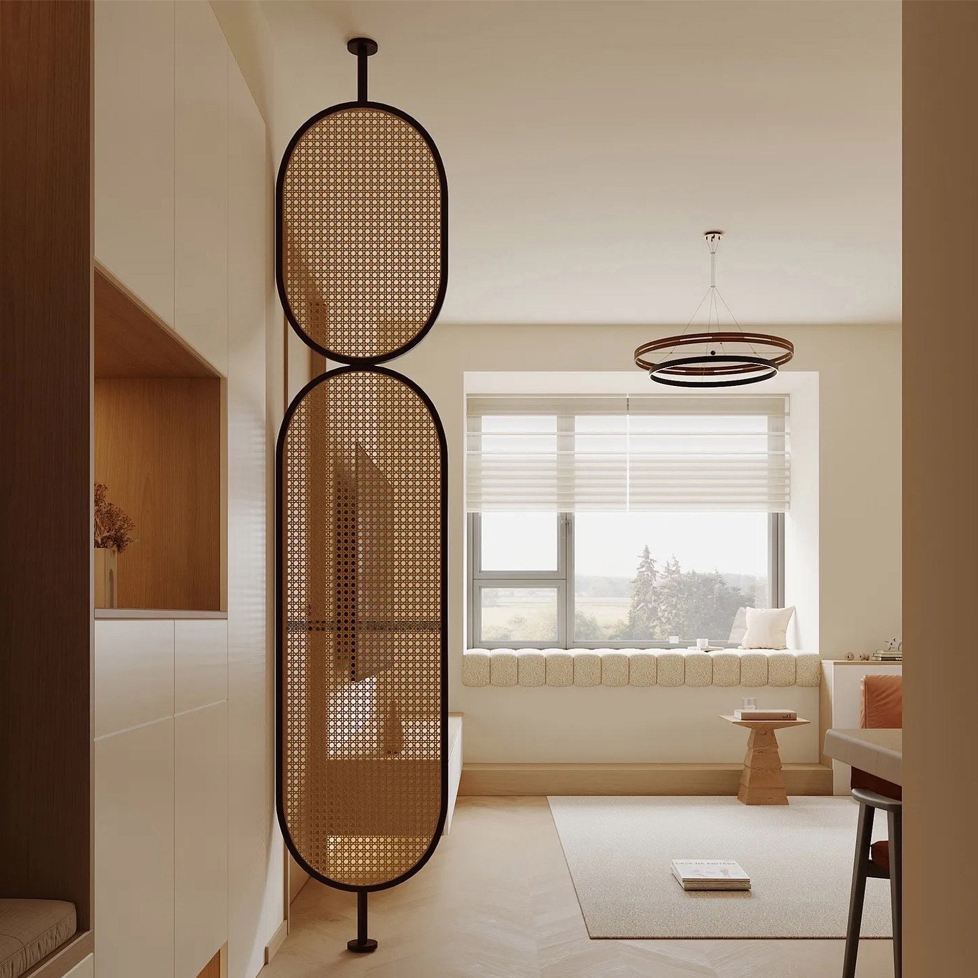 Arch Wood Rattan Cane Webbing Panel | Privacy Screen