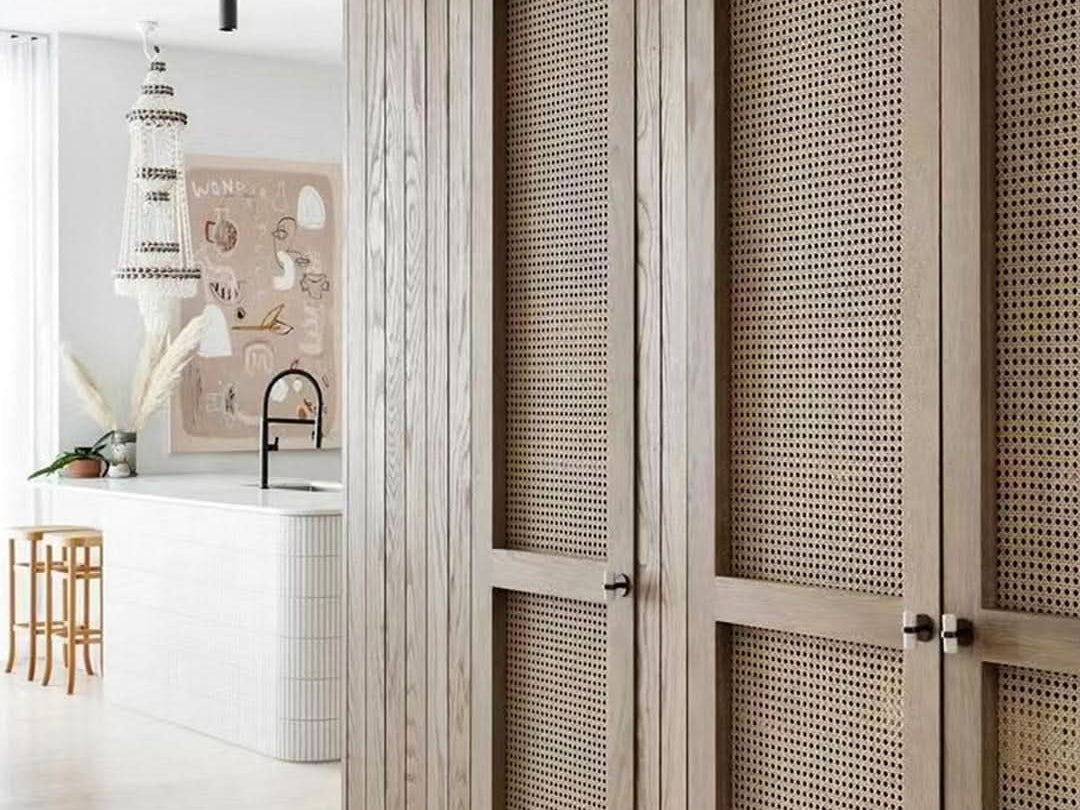 Custom Design Solid Wood Rattan Cane Webbing Interior Door | Closet Do ...