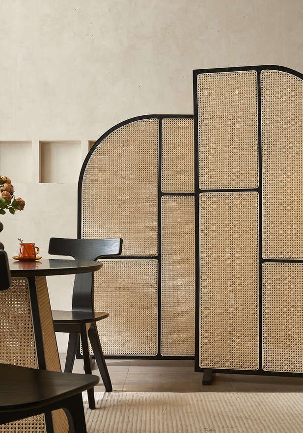 Mid Century Modern Wood Webbing Cane Panel Wall Divider Panel | Privac ...