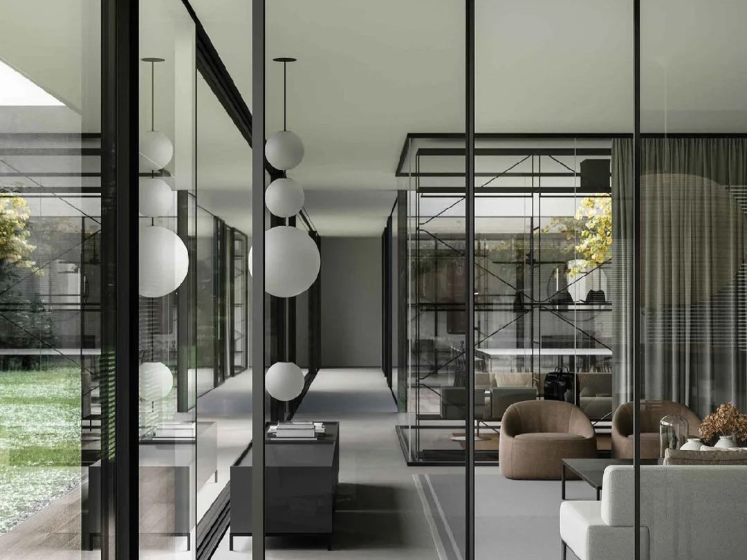 Retro Style Aluminum Sliding Glass Partition Door