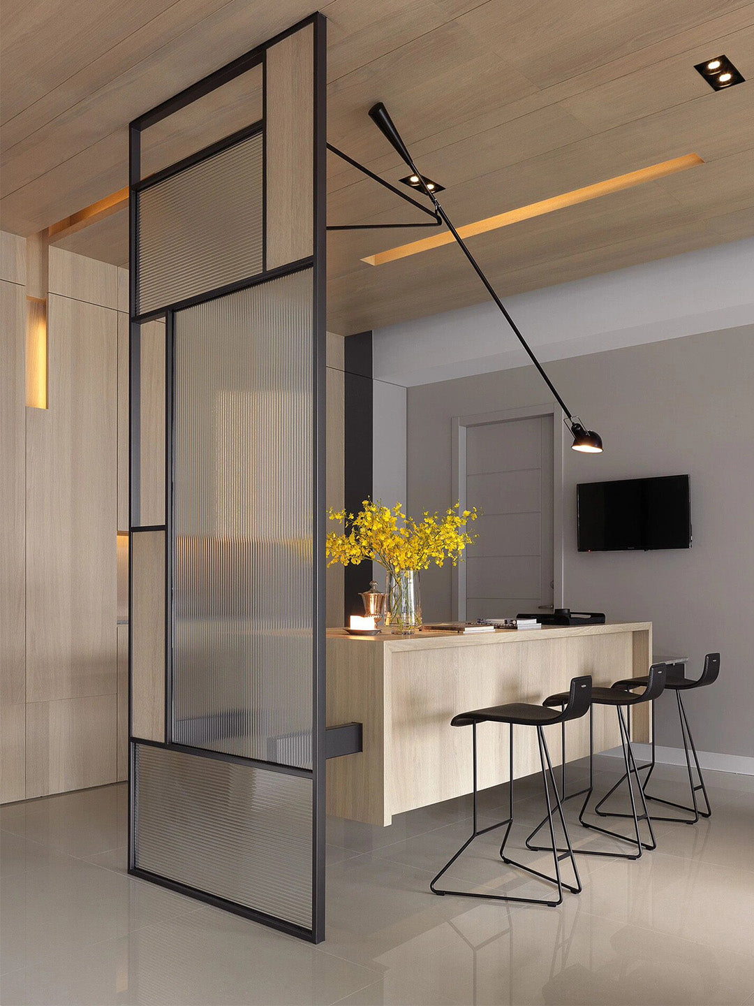 a.depeche/アデペシュ ESDER glass partition Custom Retro Style Stainless Steel Glass Wall Divider and