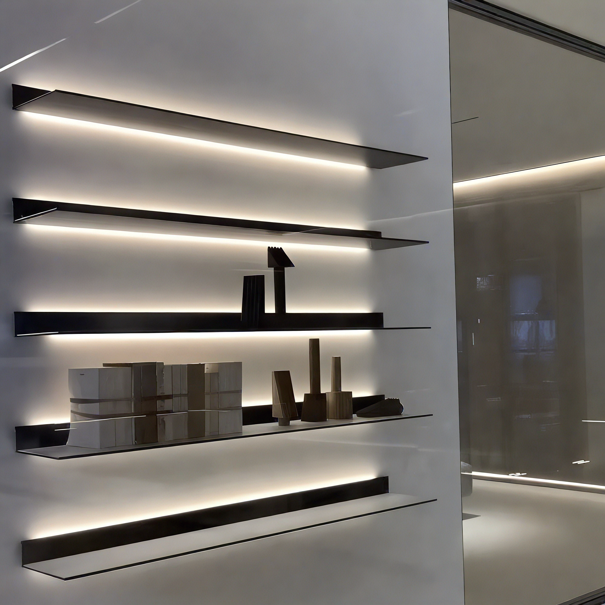 Double Recessed LED Aluminum Floating Shelf