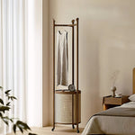 Stylish Solid Walnut Coat Rack and Laundry Hamper