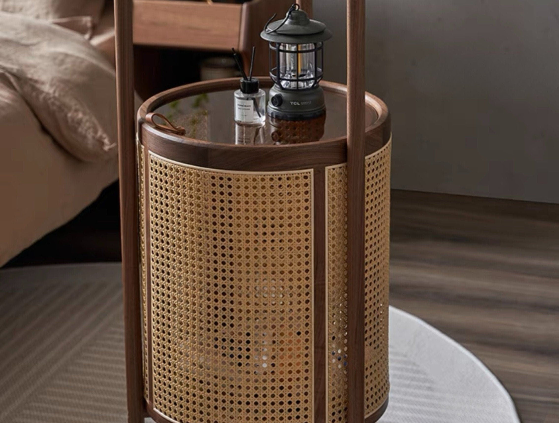 Stylish Solid Walnut Coat Rack and Laundry Hamper