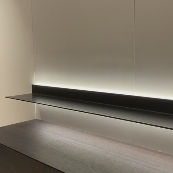 Double Recessed LED Built In Aluminum Floating Shelves - USB C Charging Type