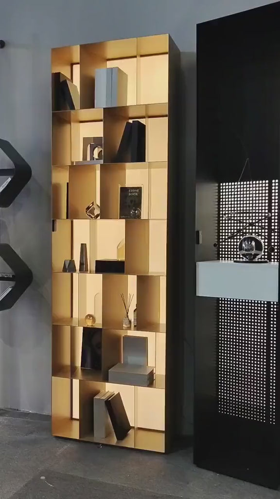 Modern LED Stainless Steel Metal Display Shelves Cabinet